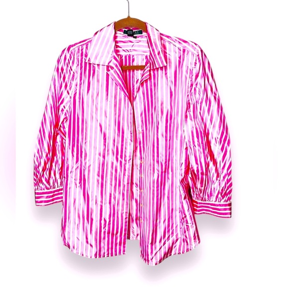 Ralph Lauren Women’s Silk Stripe Blouse Size 12 - Picture 2 of 6